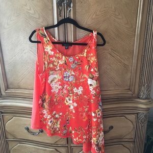 Karen Kane Orange Floral Sleeveless Blouse